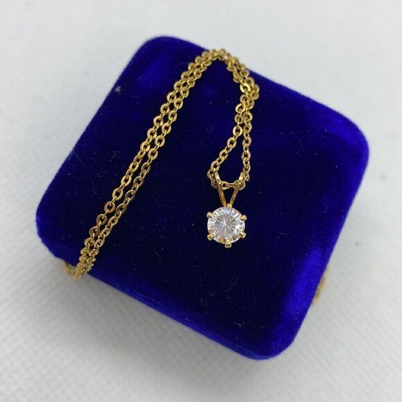 💛 Gold Plated Nickel Silver CZ Necklace - Picture 4 of 4
